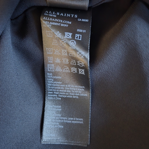 All Saints Women Rhea Ambient Pale Grey Asymmetrical Partially Lined Maxi Skirt - Picture 14 of 14